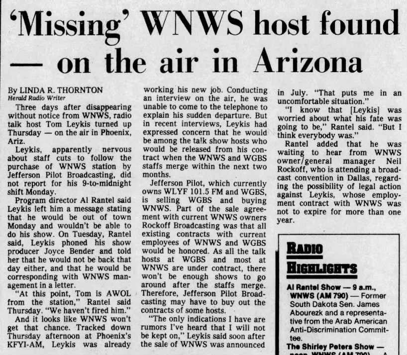 'Missing' WNWS host found—on the air in Arizona