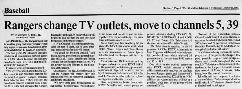Rangers change TV outlets, move to channels 5, 39