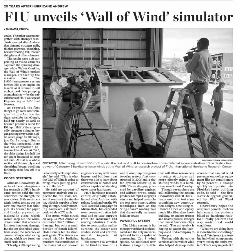 FIU unveils 'Wall of Wind' simulator