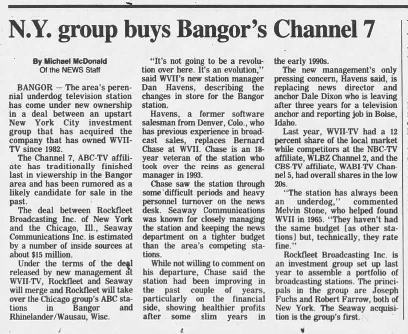 N.Y. group buys Bangor's Channel 7