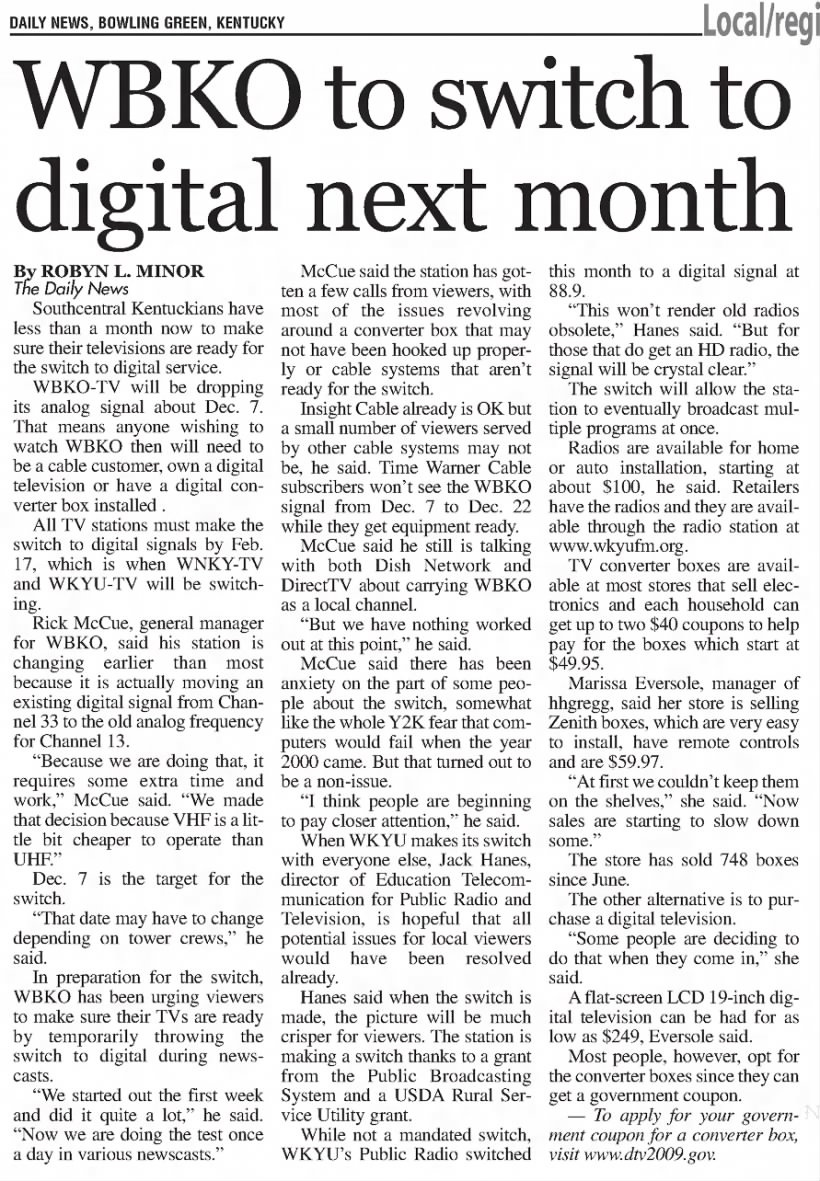 WBKO to switch to digital next month