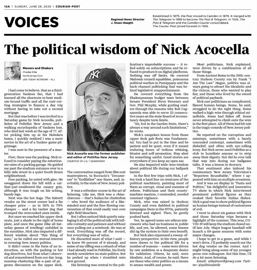 The political wisdom of Nick Acocella