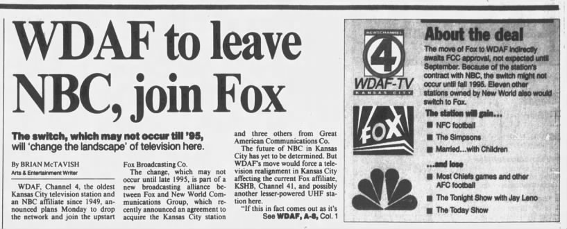 WDAF to leave NBC, join Fox