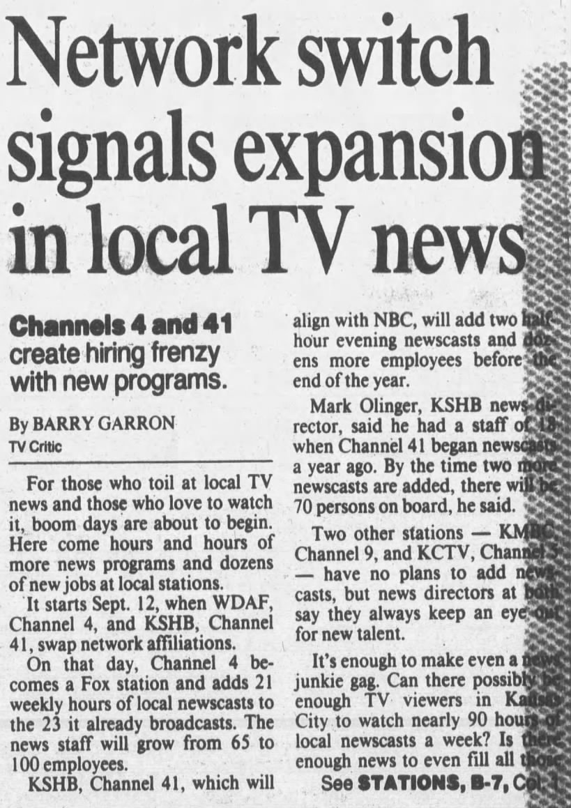 Network switch signals expansion in local TV news