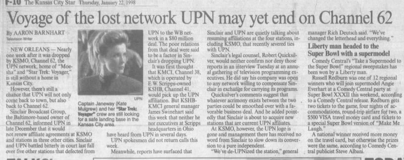 Voyage of the lost network UPN may yet end on Channel 62