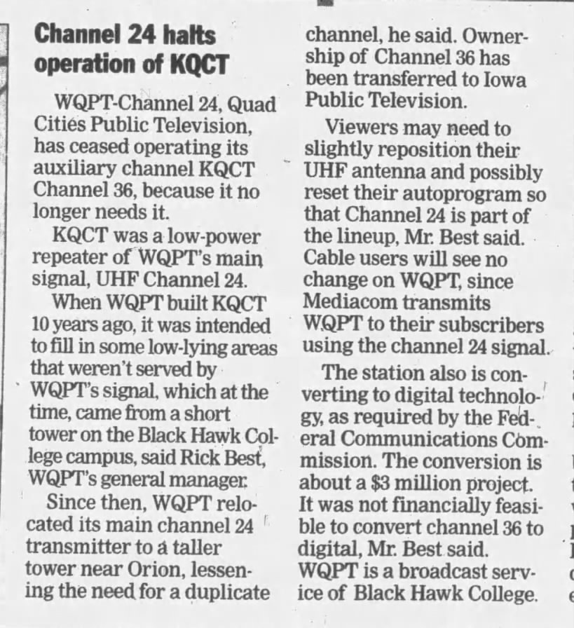 Channel 24 halts operation of KQCT