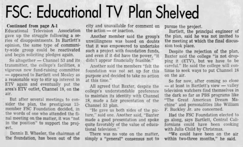 FSC: Educational TV Plan Shelved