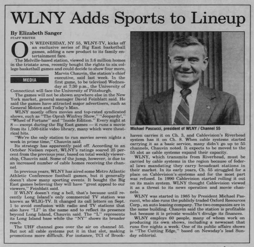 WLNY Adds Sports to Lineup