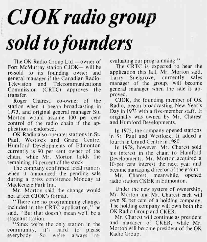 CJOK radio group sold to founders