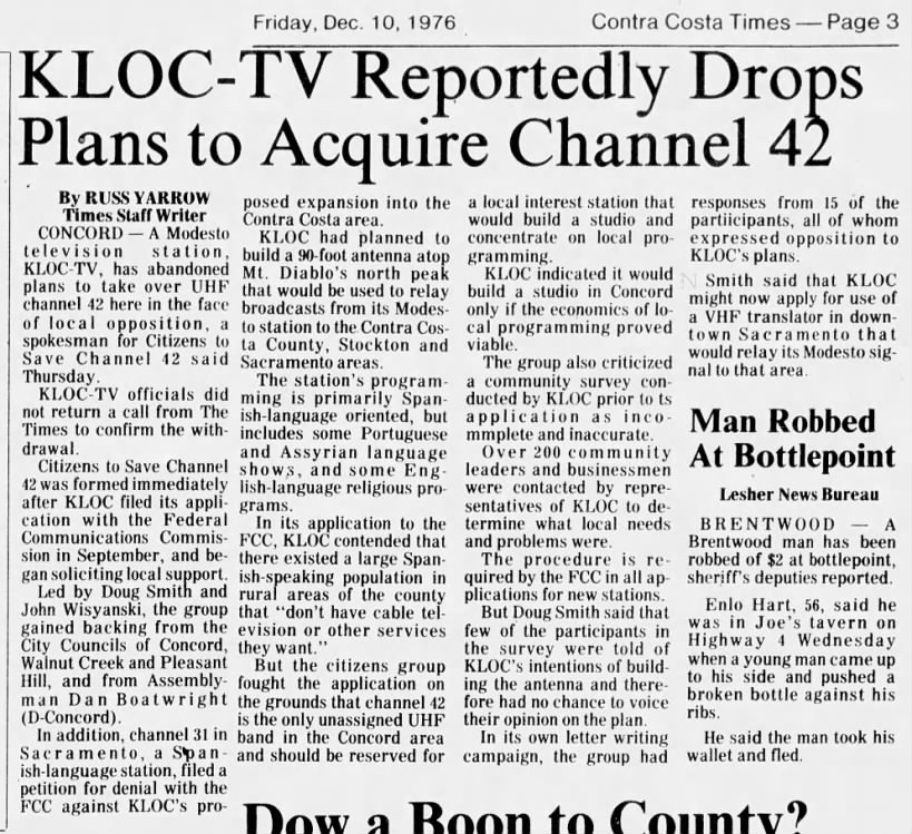 KLOC-TV Reportedly Drops Plans to Acquire Channel 42