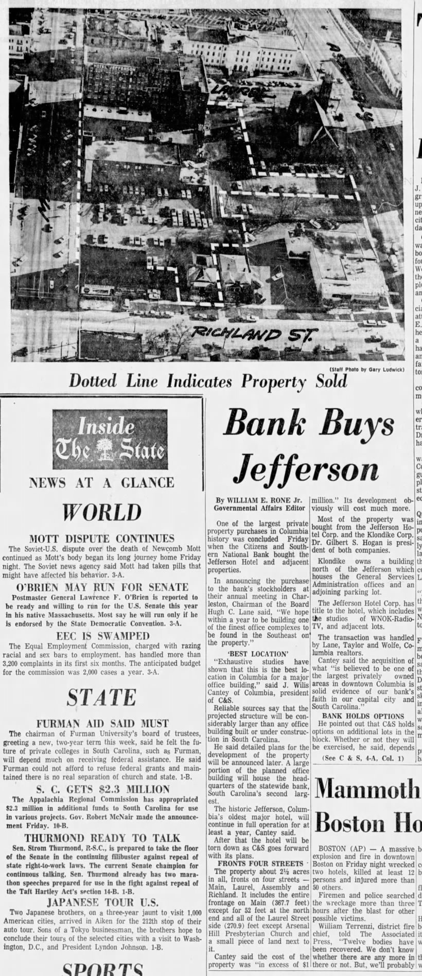 Dotted Line Indicates Property Sold: Bank Buys Jefferson