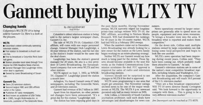 Gannett buying WLTX TV