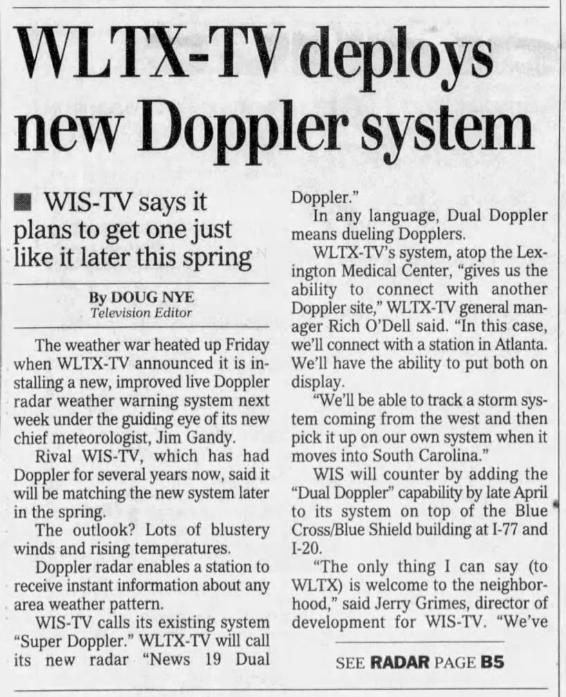 WLTX-TV deploys new Doppler system