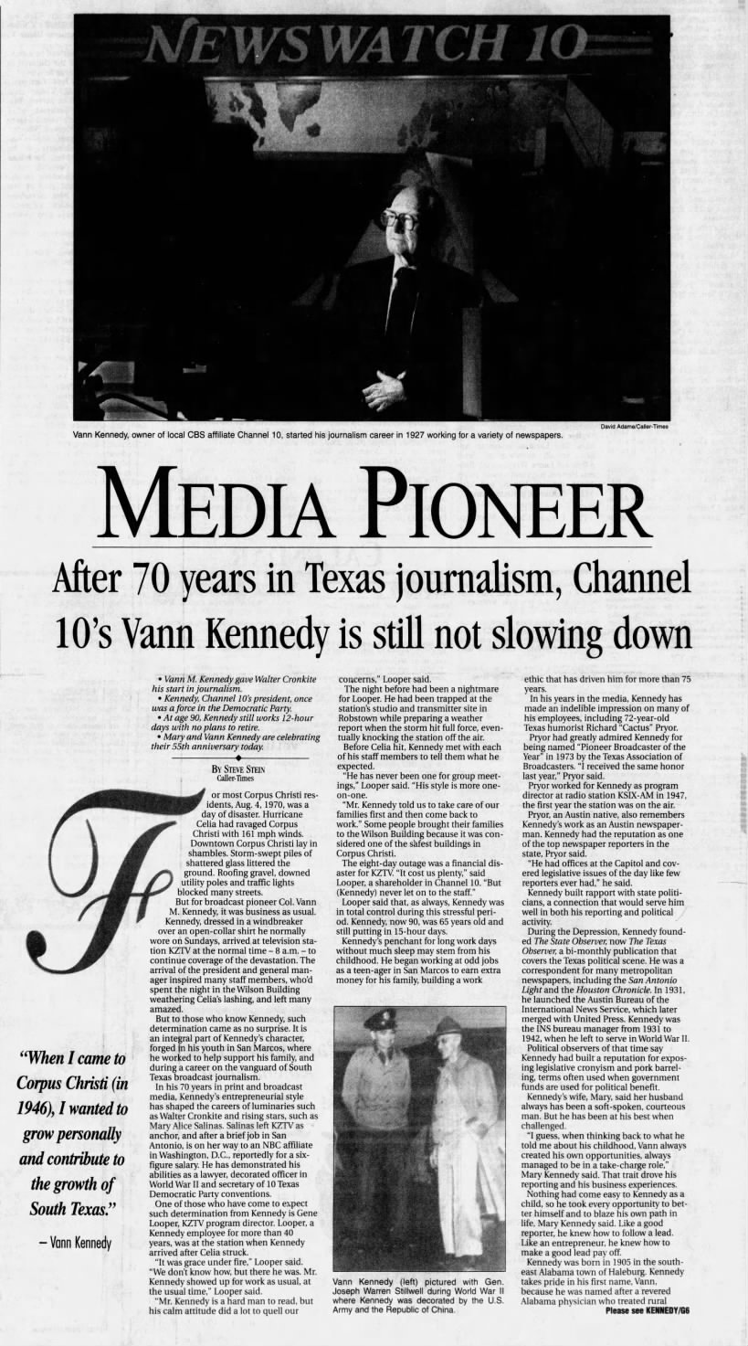 Media Pioneer: After 70 years in Texas journalism, Channel 10's Vann Kennedy is still not slowing