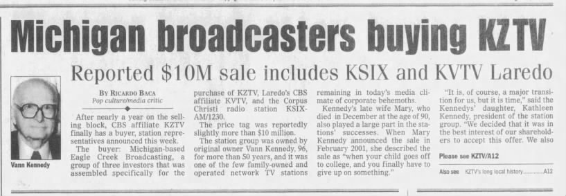 Michigan broadcasters buying KZTV: Reported $10M sale includes KSIX and KVTV Laredo