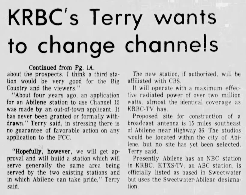 KRBC's Terry wants to change channels