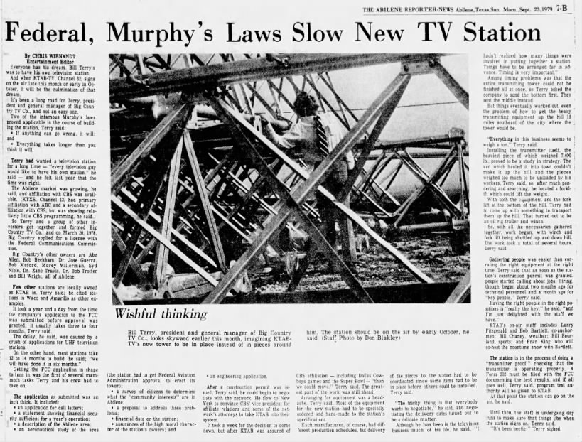 Federal, Murphy's Laws Slow New TV Station