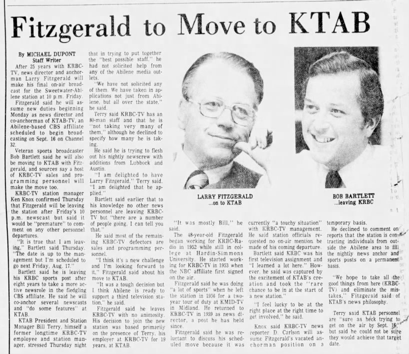 Fitzgerald to Move to KTAB