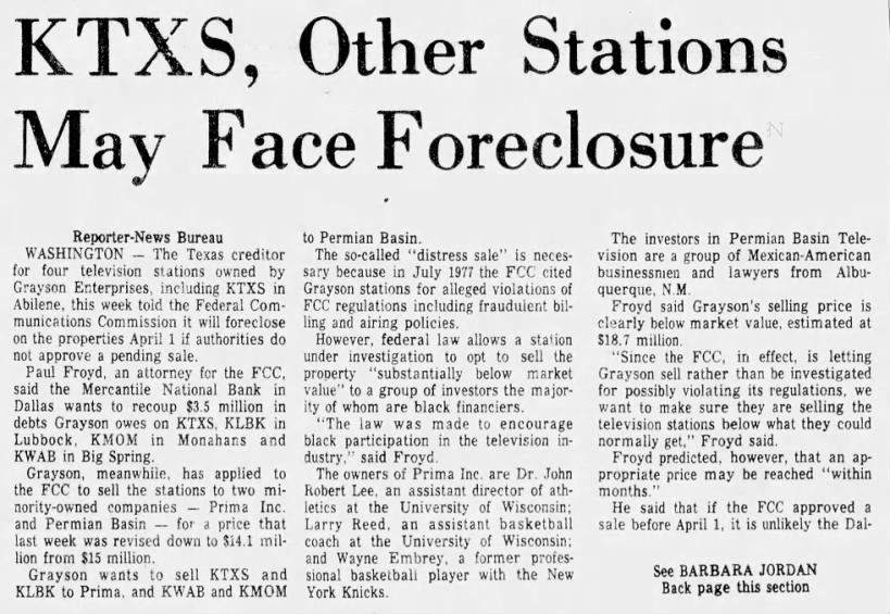KTXS, Other Stations May Face Foreclosure