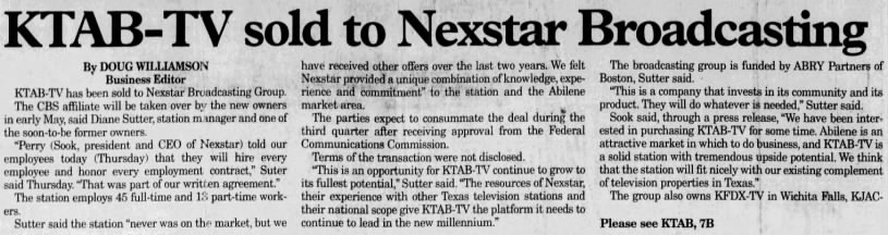KTAB-TV sold to Nexstar Broadcasting