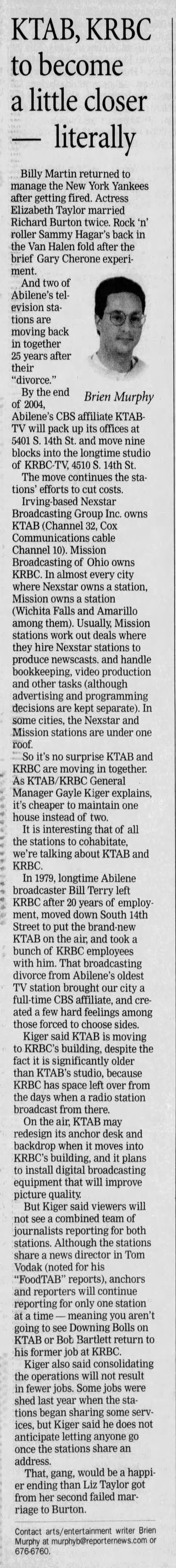 KTAB, KRBC to become a little closer—literally
