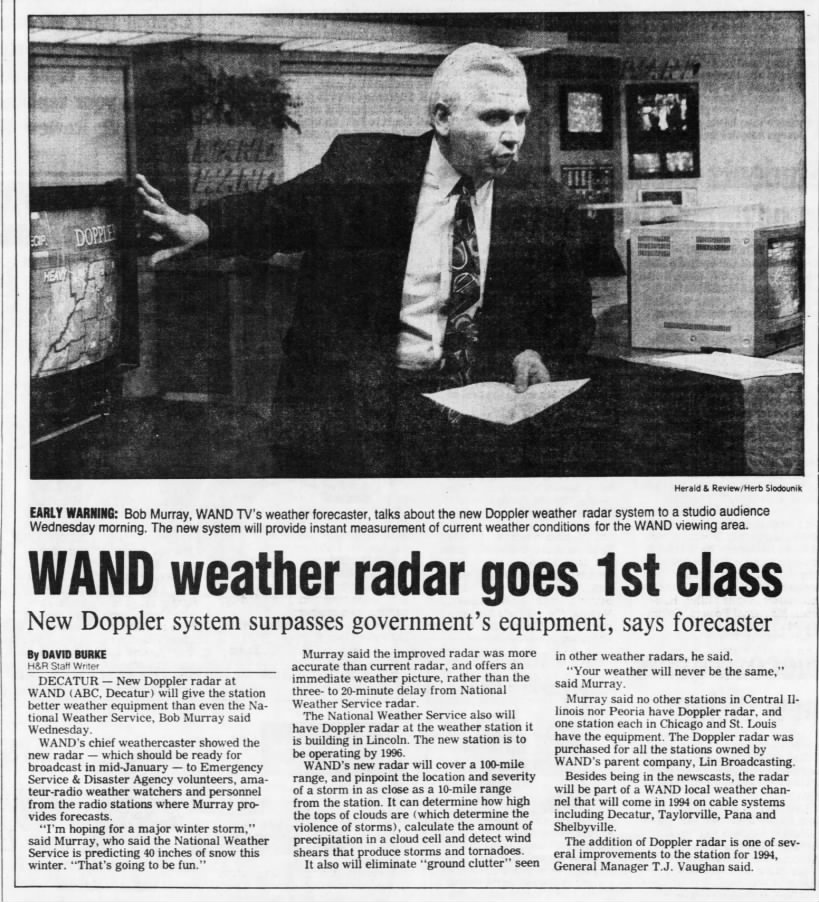 WAND weather radar goes 1st class