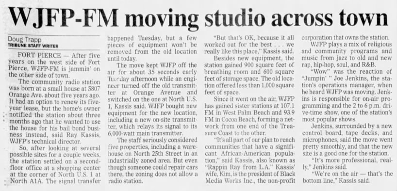 WJFP-FM moving studio across town