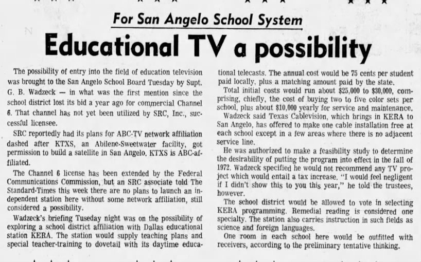 For San Angelo School System: Educational TV a possibility