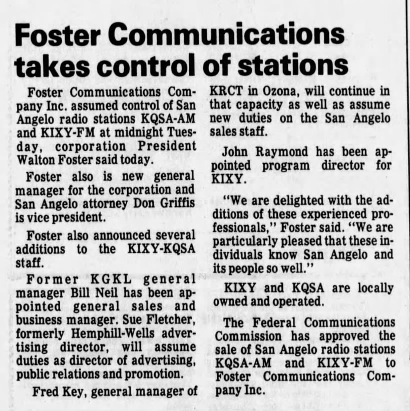 Foster Communications takes control of stations