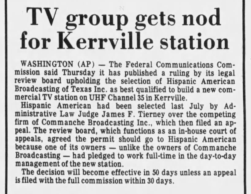 TV group gets nod for Kerrville station