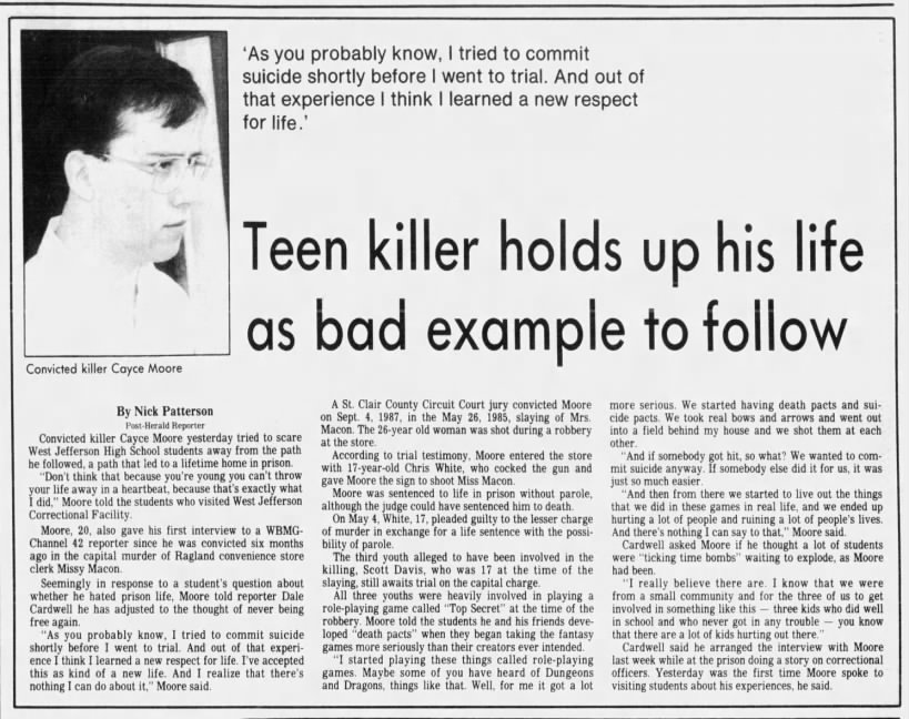 Teen killer holds up his life as bad example to follow