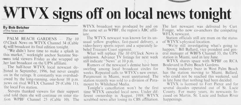 WTVX signs off on local news tonight