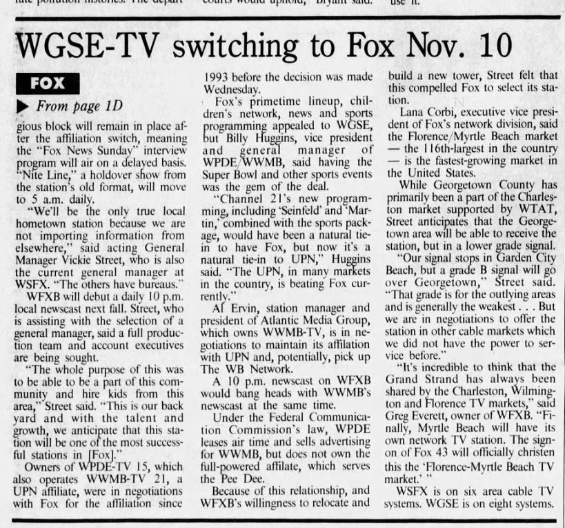 WGSE-TV switching to Fox Nov. 10