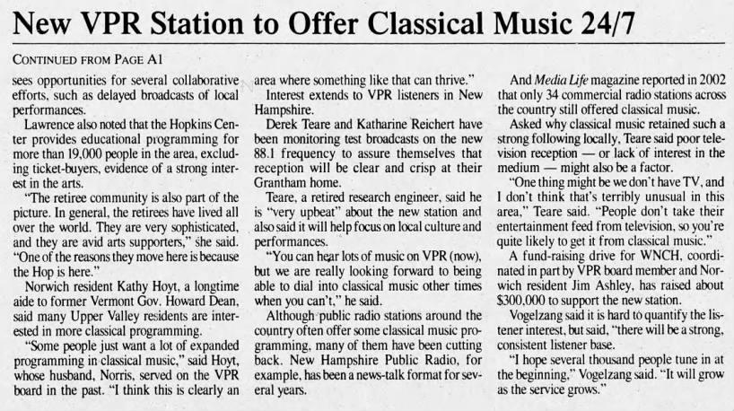 New VPR Station to Offer Classical Music 24/7