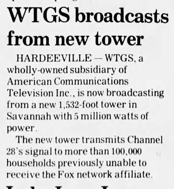 WTGS broadcasts from new tower