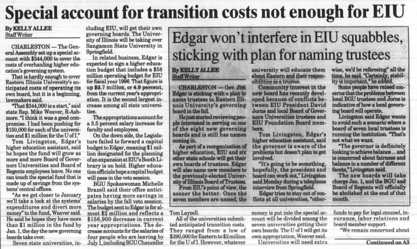 Special account for transition costs not enough for EIU