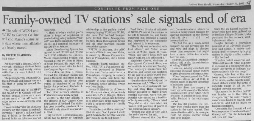 Family-owned TV stations' sale signals end of era