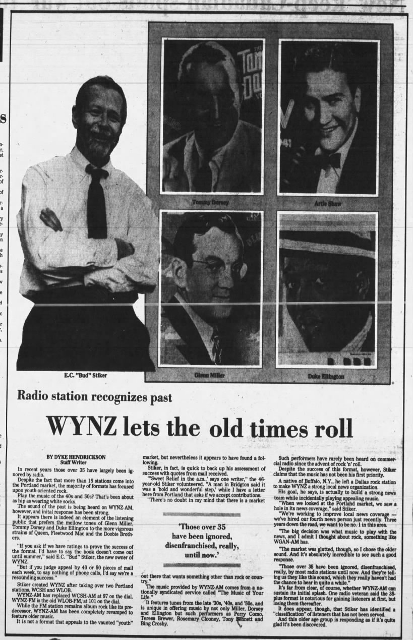 Radio station recognizes past: WYNZ lets the old times roll