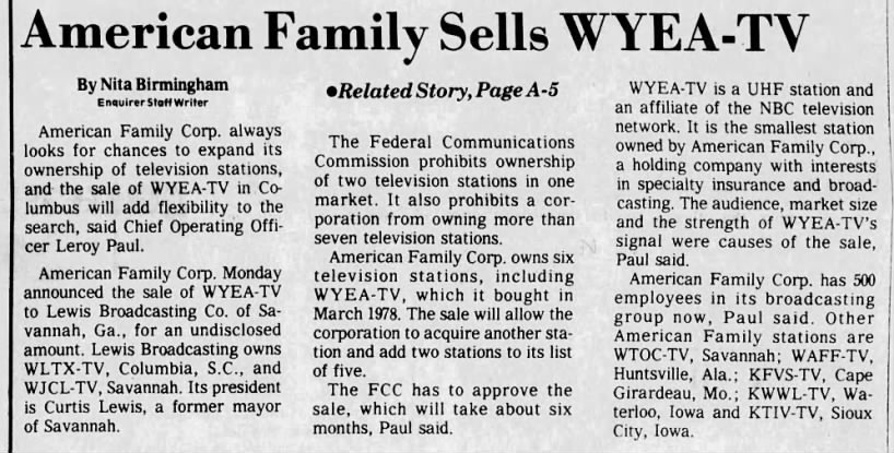 American Family Sells WYEA-TV
