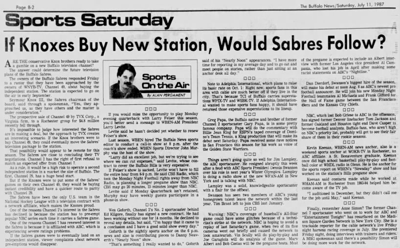 If Knoxes buy New Station, Would Sabres Follow?
