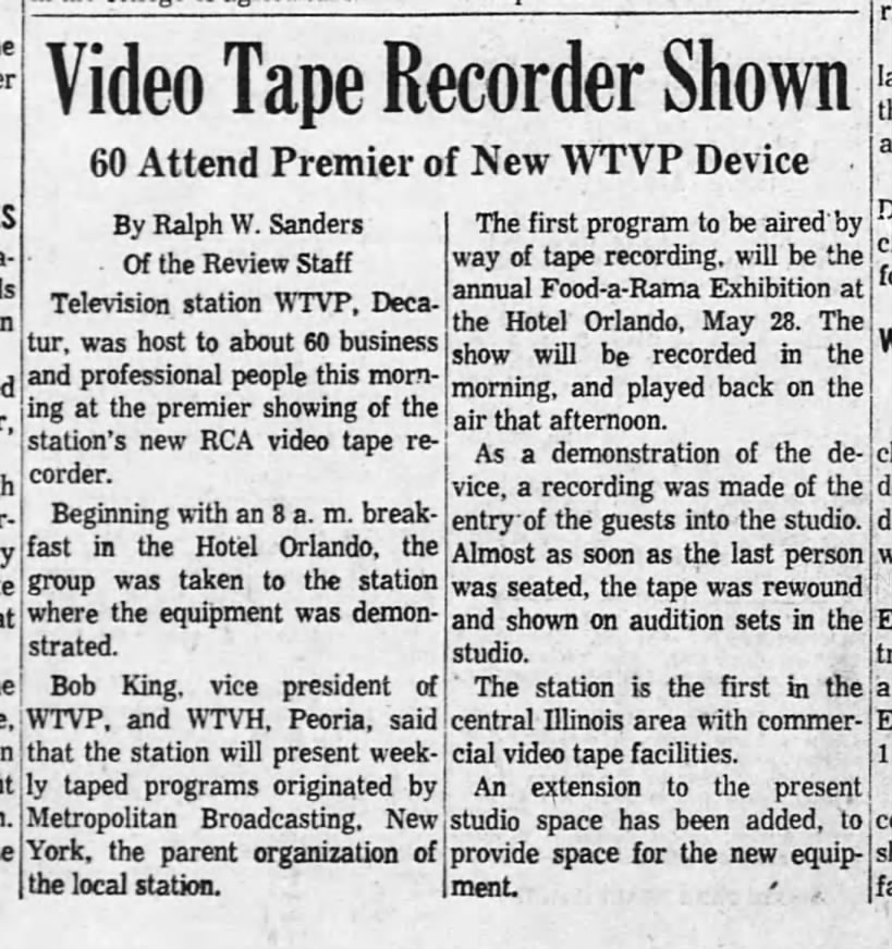 Video Tape Recorder Shown: 60 Attend Premier of New WTVP Device