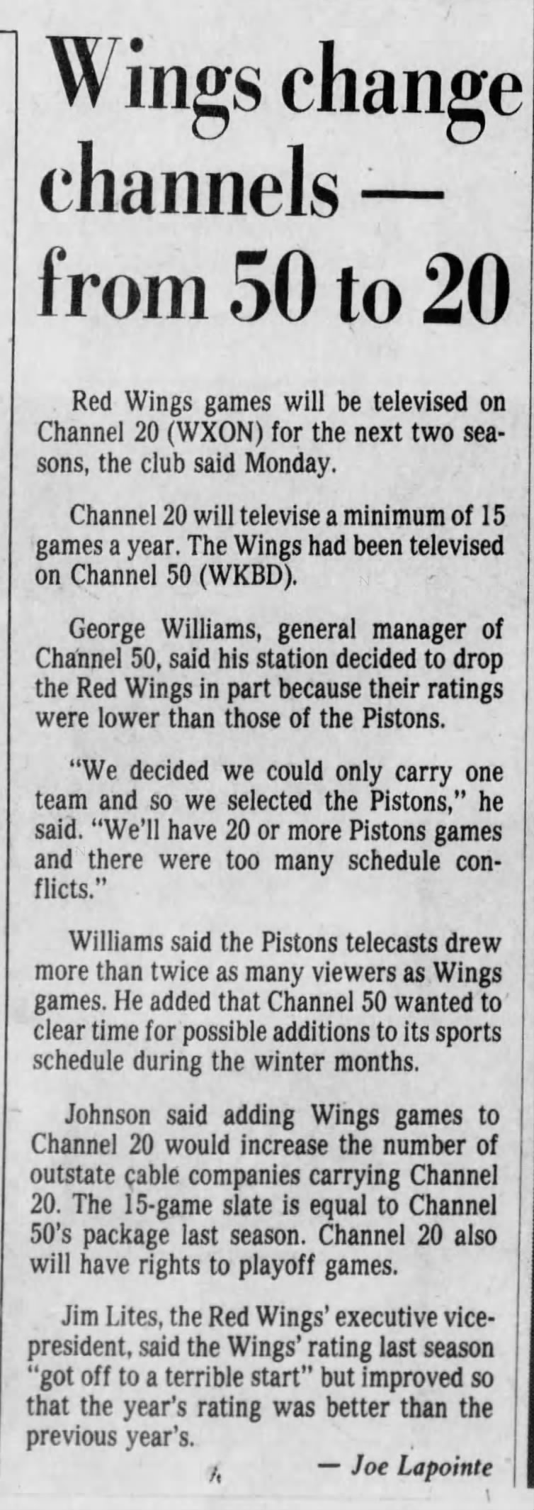 Wings change channels—from 50 to 20
