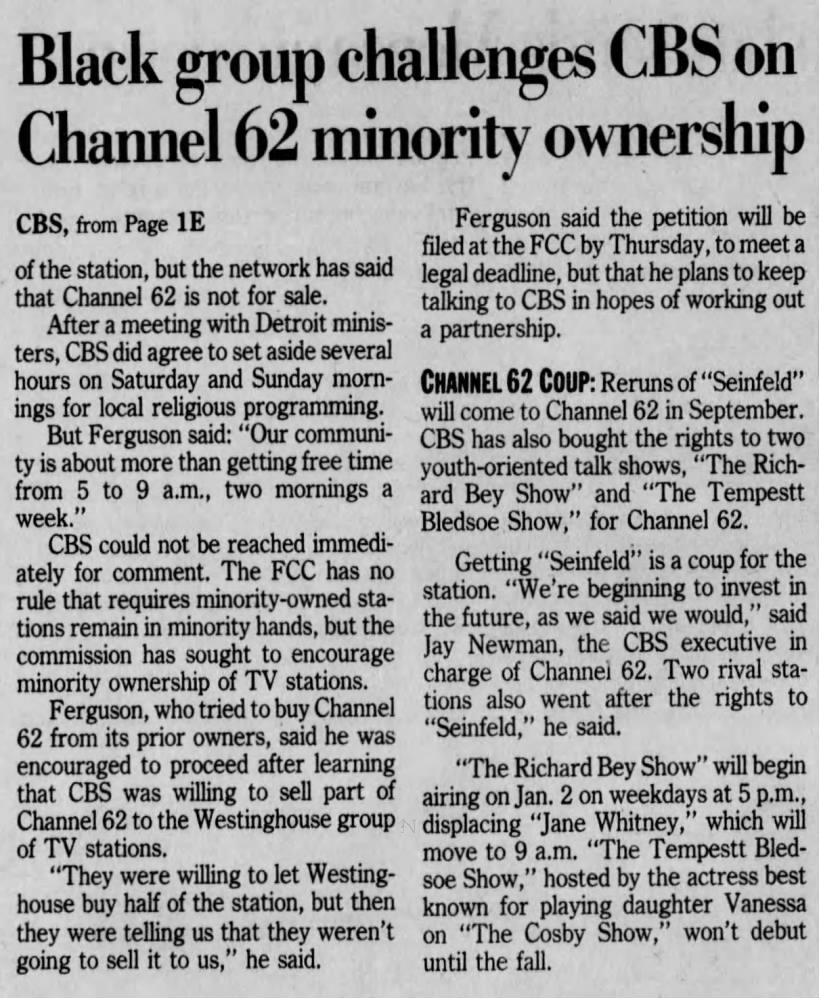 Black group challenges CBS on Channel 62 minority ownership