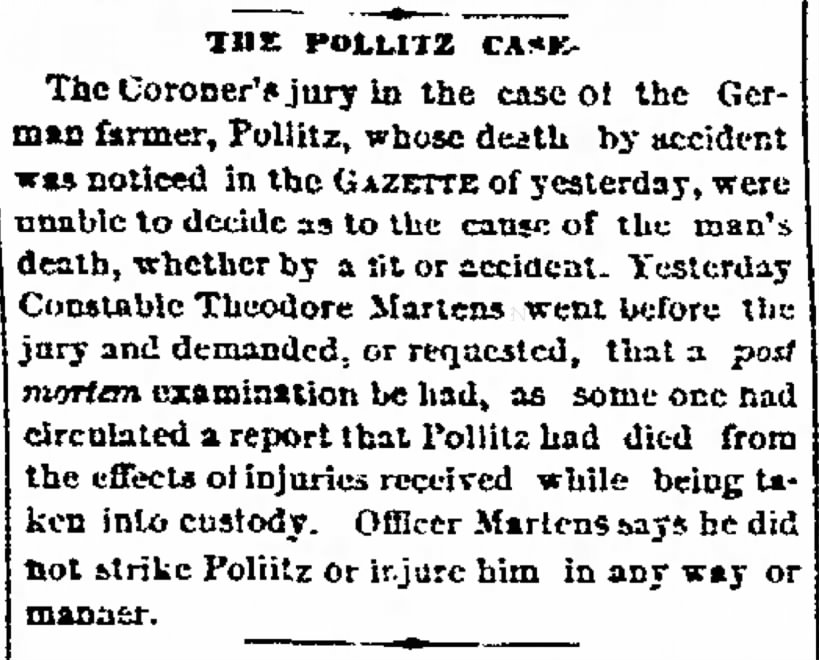 Henry Pollitz - Clipping 23 Sep 1870