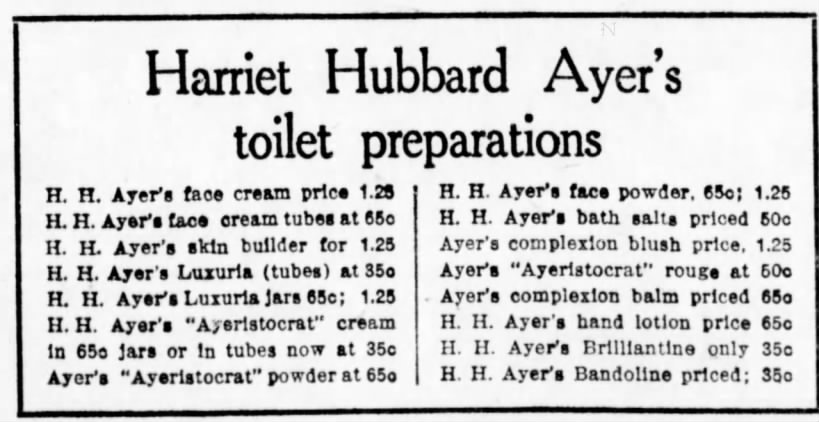 Harriet Hubbard Ayer's toilet preparations