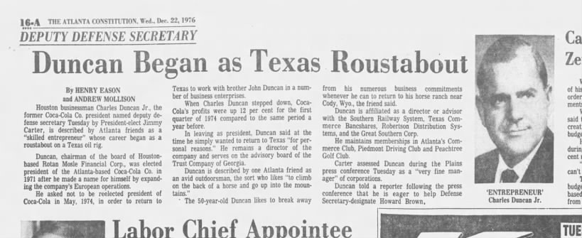 1976 12/22 Duncan  Texas Roustabout Defense Secretary