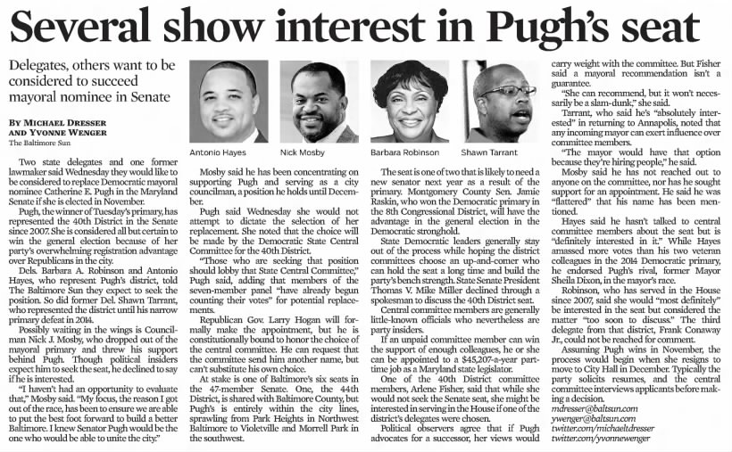 Several show interest in Pugh's seat