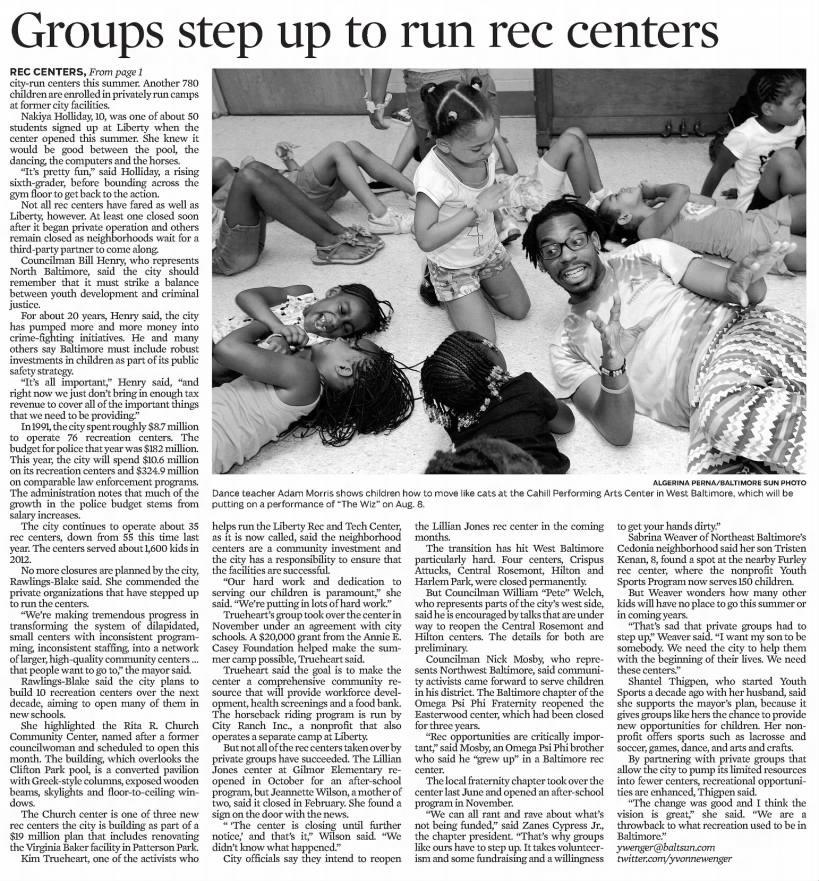 Groups step up to run rec centers