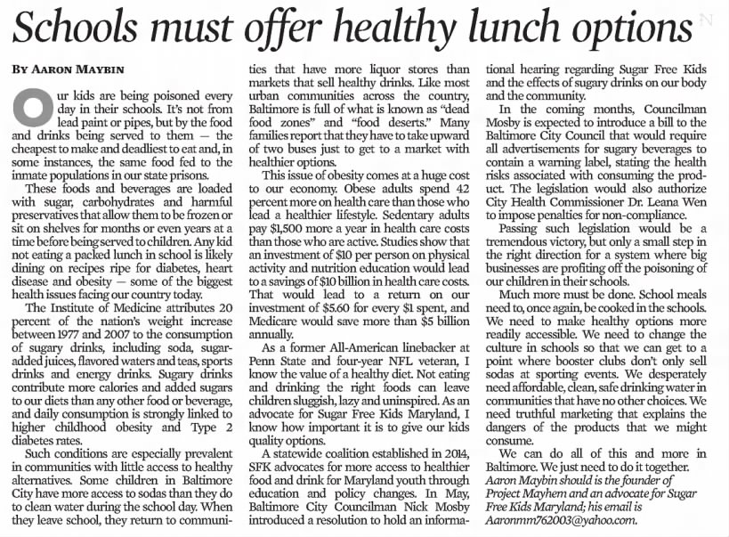 Schools must offer healthy lunch options
