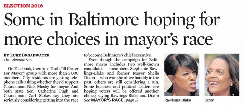 Some in Baltimore hoping for more choices in mayor's race